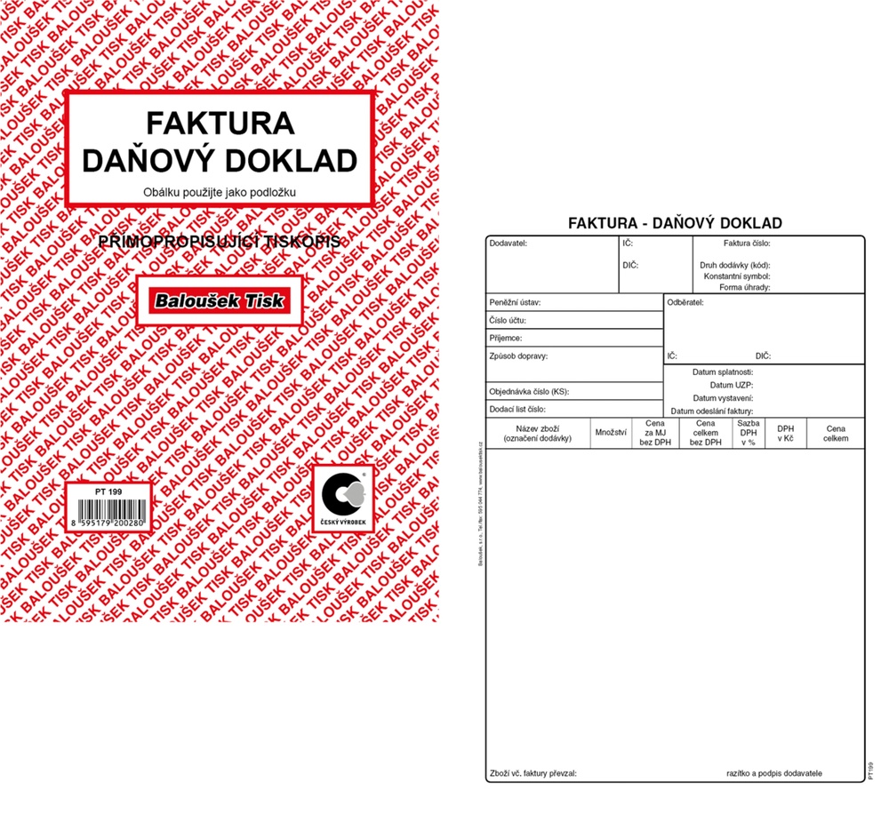 TB Faktura A5 daňový doklad propisující 50 listů PT199