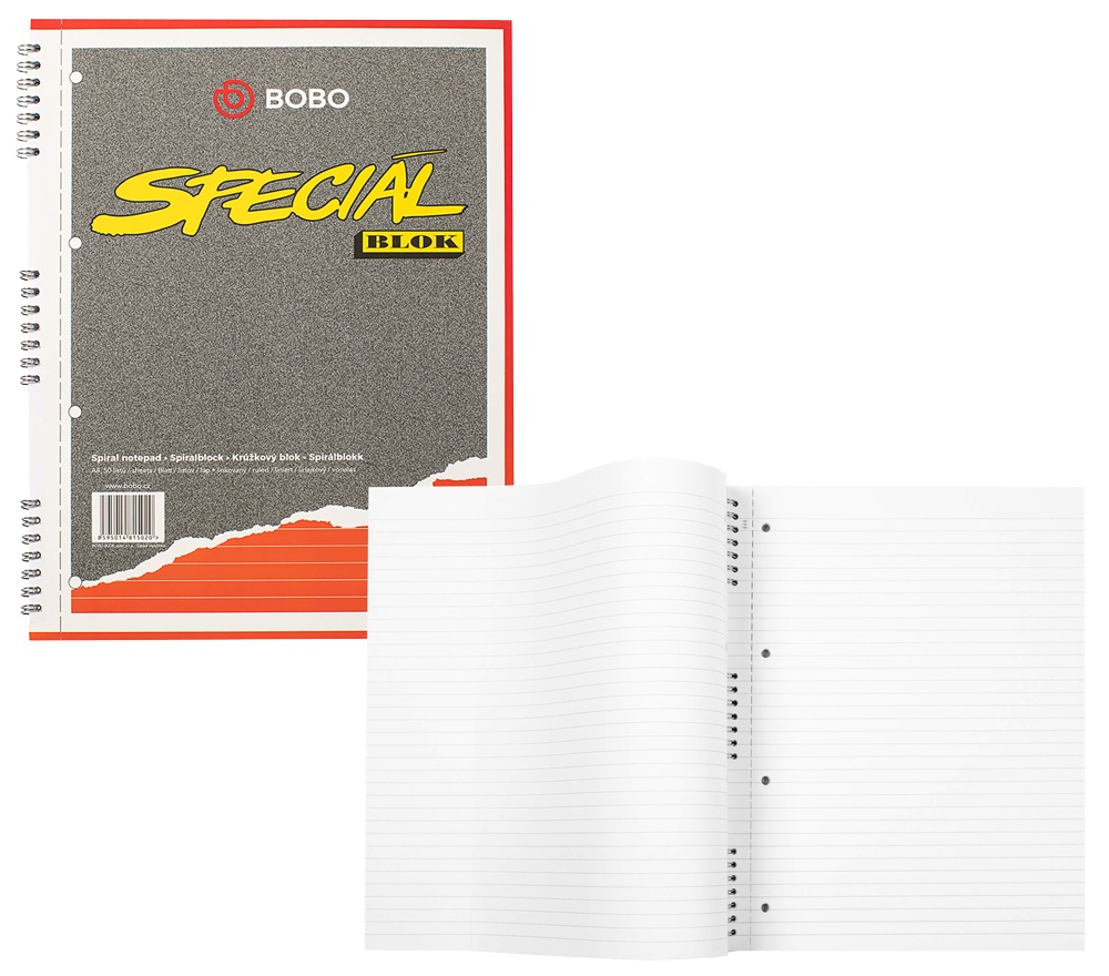 Blok Bobo A4 boční spirála Speciál linka 50 listů