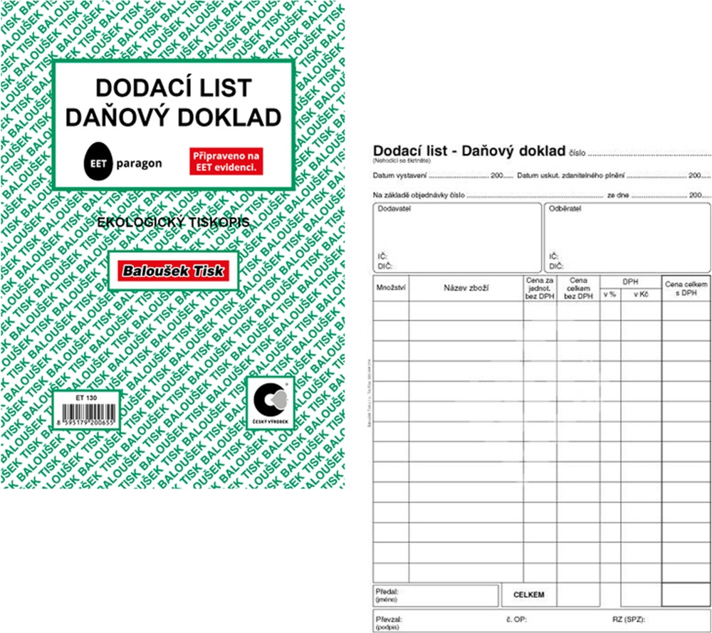 TB Dodací list A5 daňový doklad 50 listů ET130
