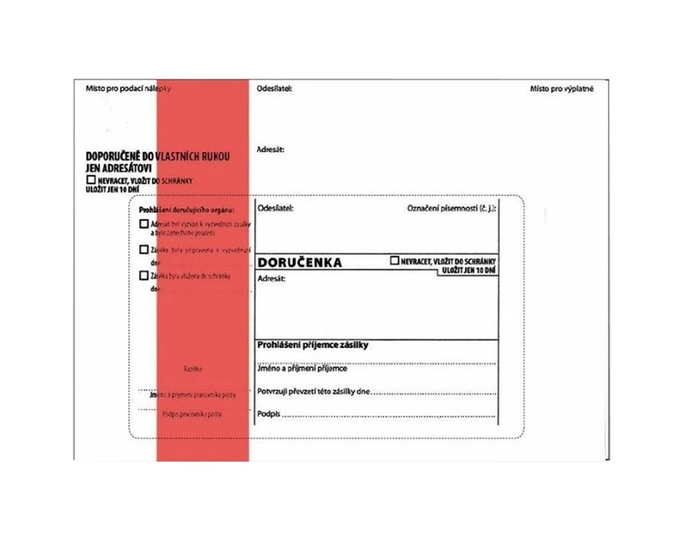 Obálka B6 doručenka červená poučením NCR