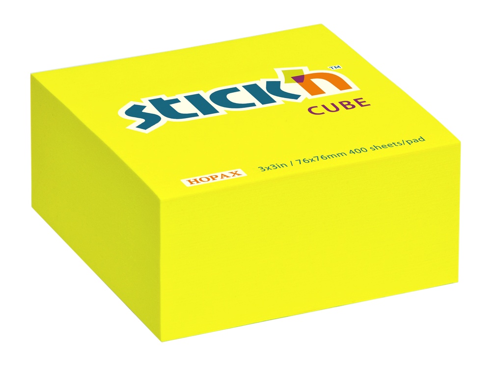 Bloček samolepící 76x76 Neonový žlutý 400 listů Stick