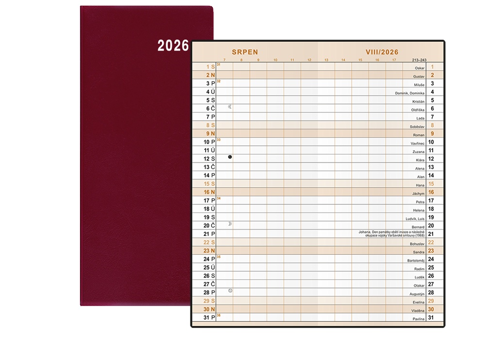 Diář měsíční BMB1 PVC Božka 79x179 2026