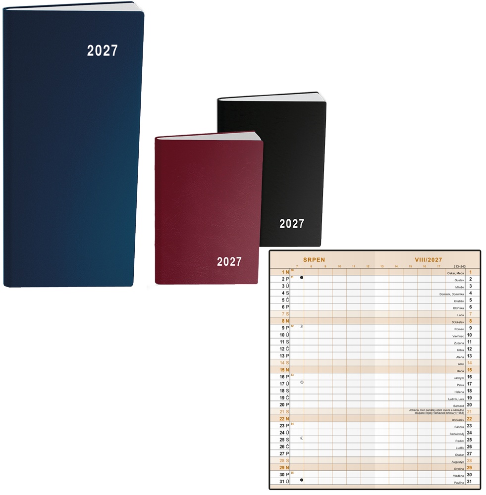 Diář měsíční BMB1 PVC Božka 79x179 2027