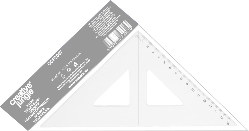 Trojúhelník 45/177 s kolmicí čirý