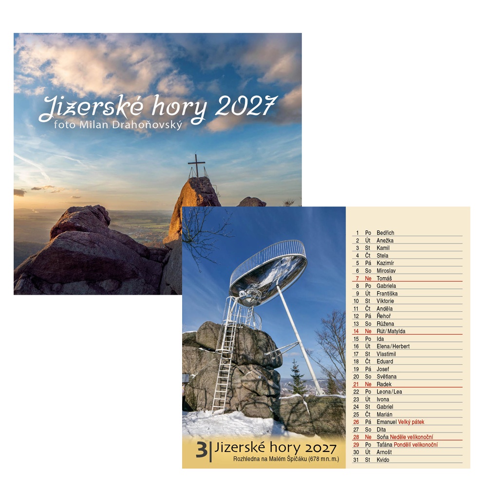 Kalendář s.2027 Mini Jizerské hory 145x112