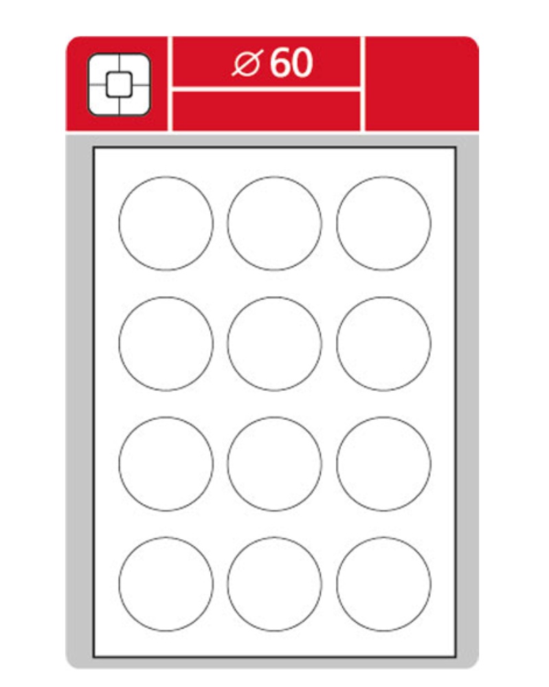 Samolepící etikety Laser kruh 60mm bílé 1200 etiket