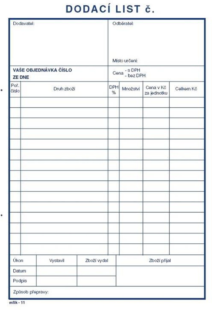 TP Dodací list A5 10 100l