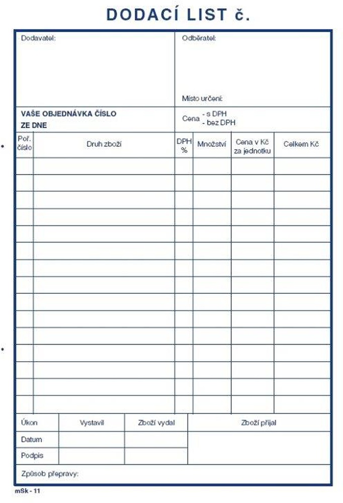 TP Dodací list A5 propisující  11 100l