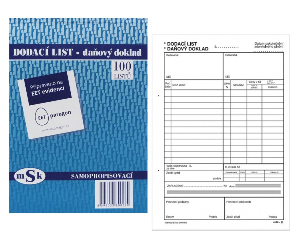 TP Dodací list-daň.doklad A5 propisující 22 100l
