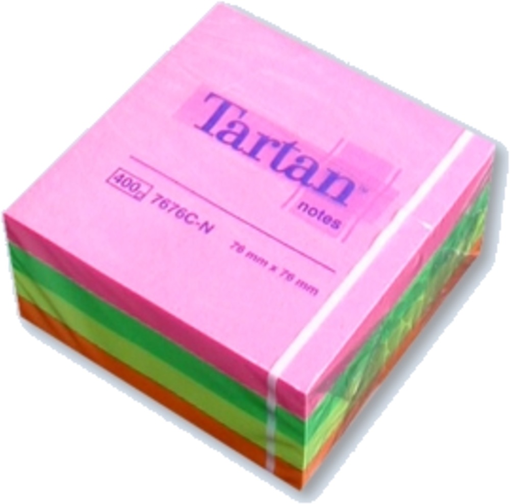 Bloček samolepící 76x76 4-barvy signální Tartan 400 listů