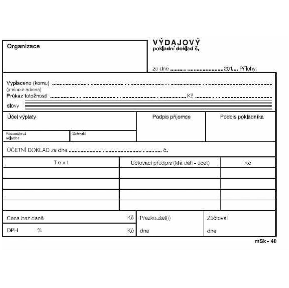 TP Výdajový pokladní doklad A6 40