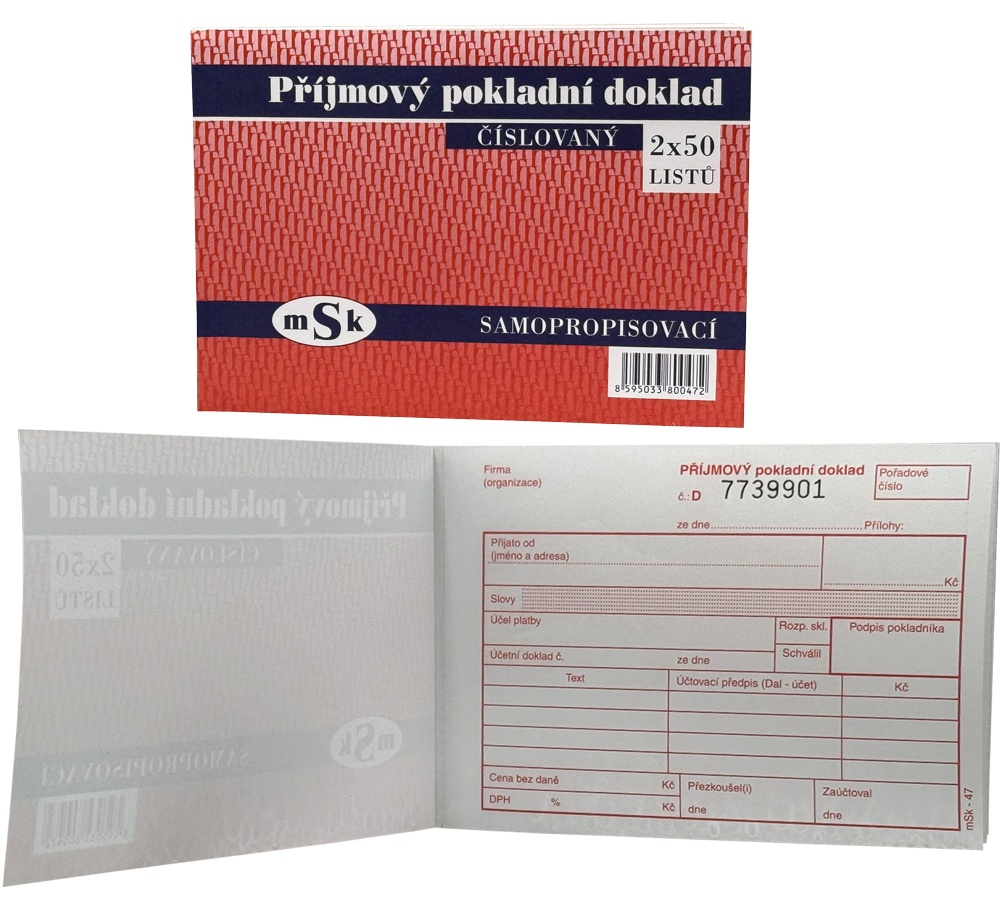 TP Přij.pokl.doklad A6 2x50l číslovaný propisující 47