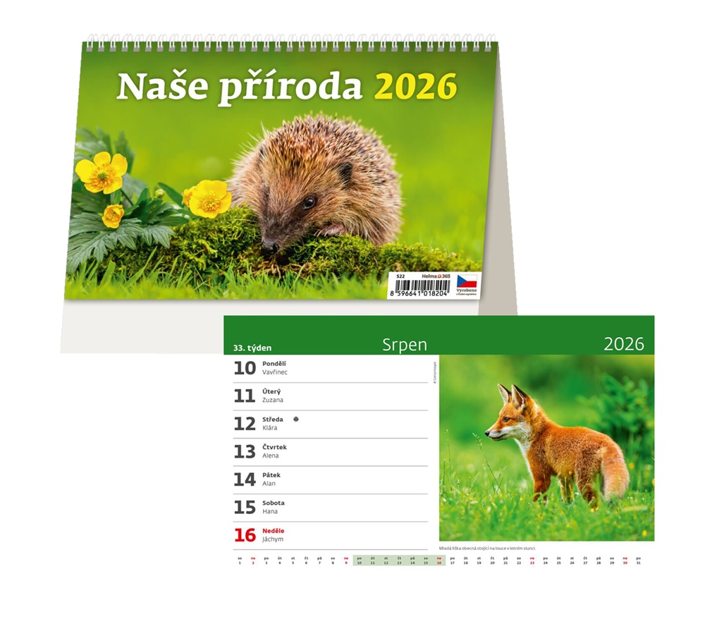 Kalendář s.2026 Naše příroda S22 226x139