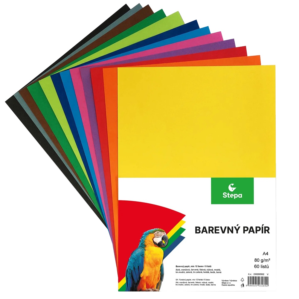 Karton A4 5x12 barev 180g. 60 listů