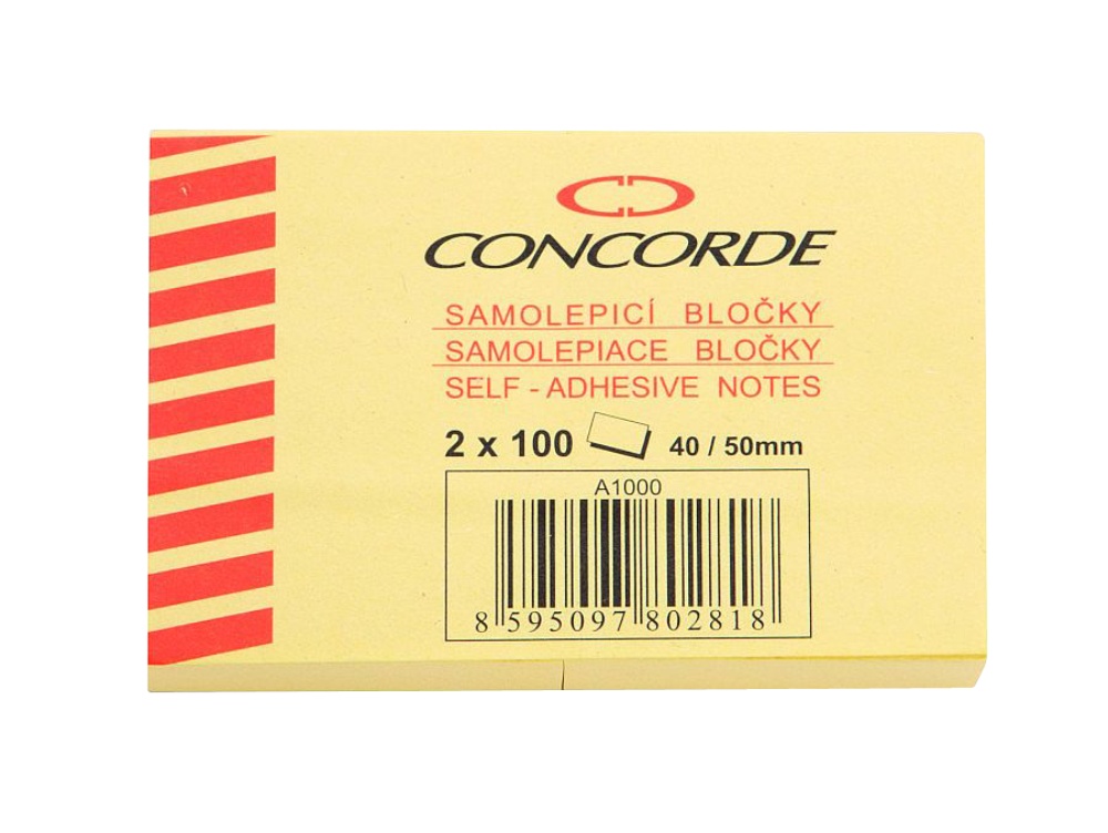Bloček samolepící 40x50 Concorde 2x100 listů