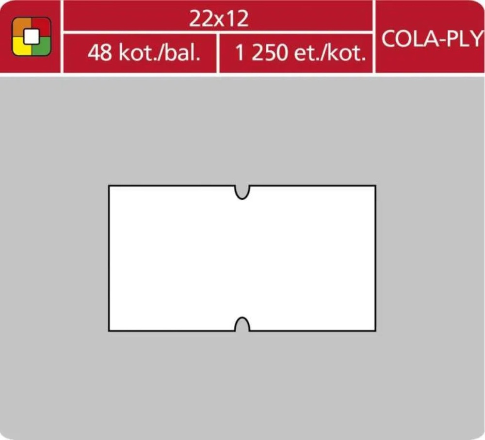 Samolepící etikety Cola-Ply 22x12 bílé 1250 etiket
