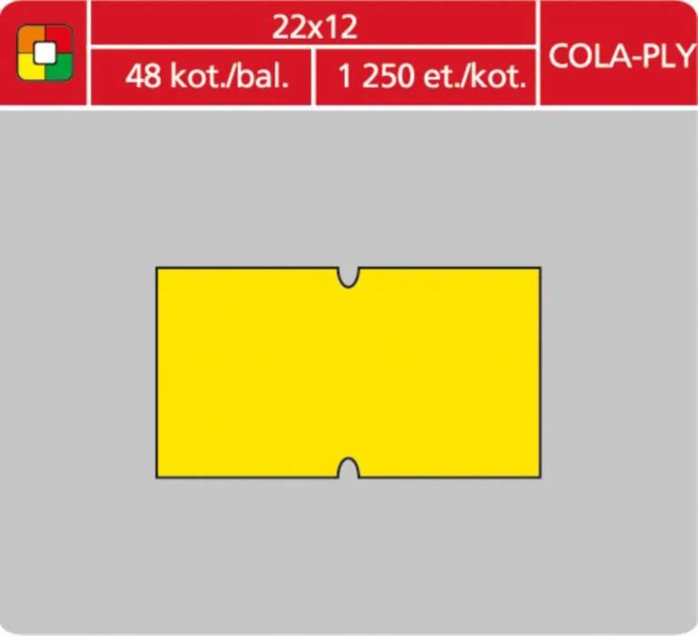 Samolepící etikety Cola-Ply 22x12 žluté 1250 etiket