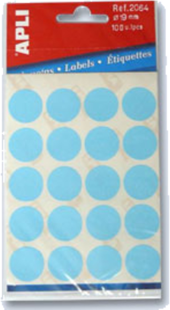 Samolepící etiketyApli kulaté 19mm modré 100 etiket