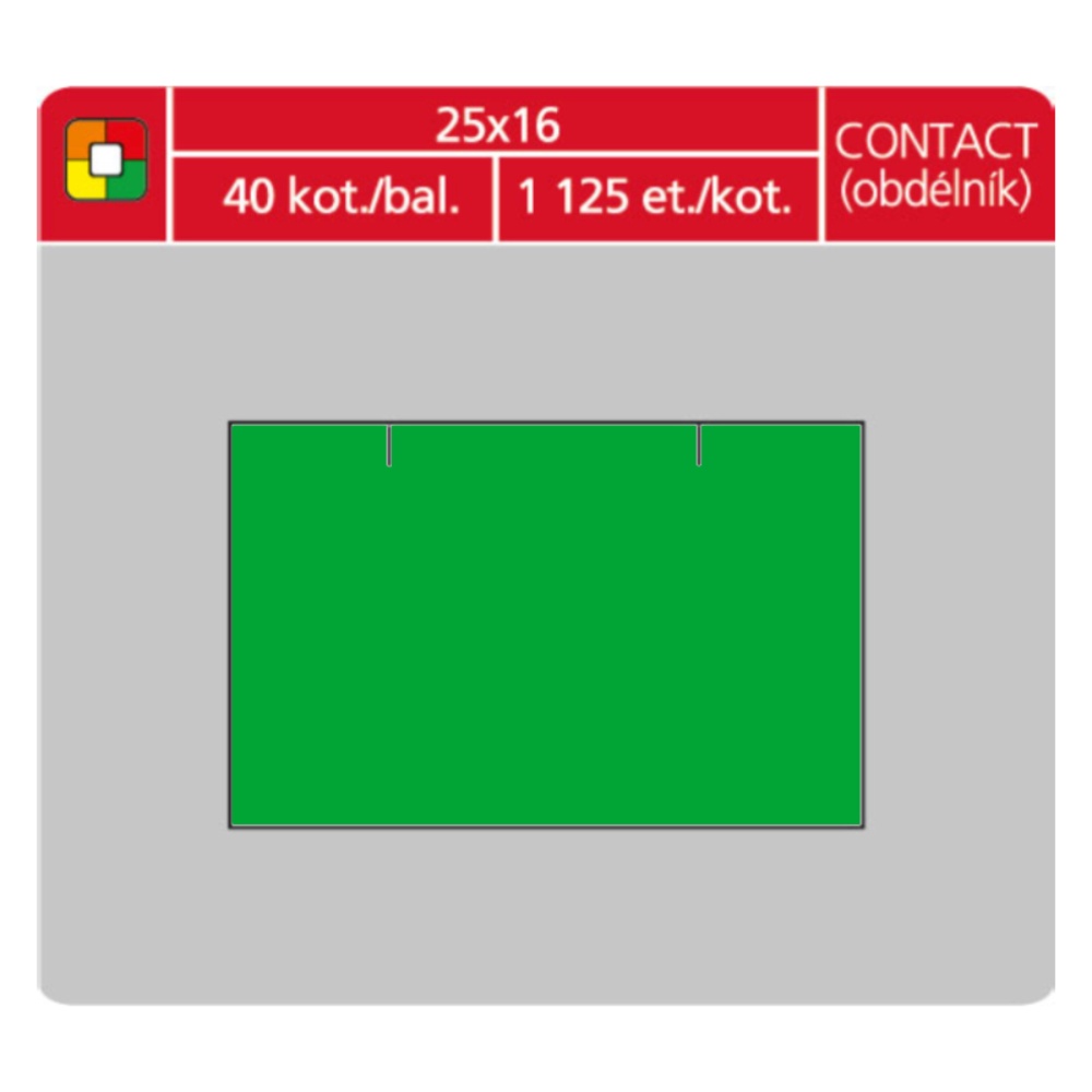 Samolepící etikety Contact 25x16 zelené hranaté 1125 etiket
