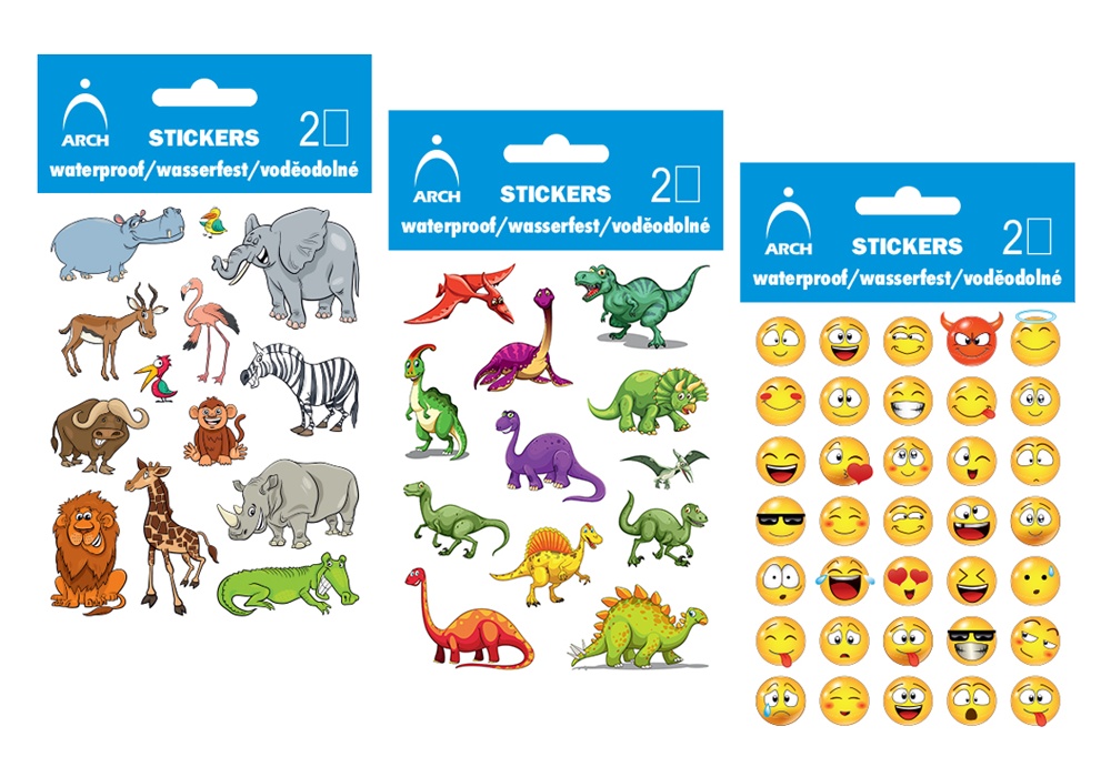 Samolepky dětské voděodolné 2archy mix motivů