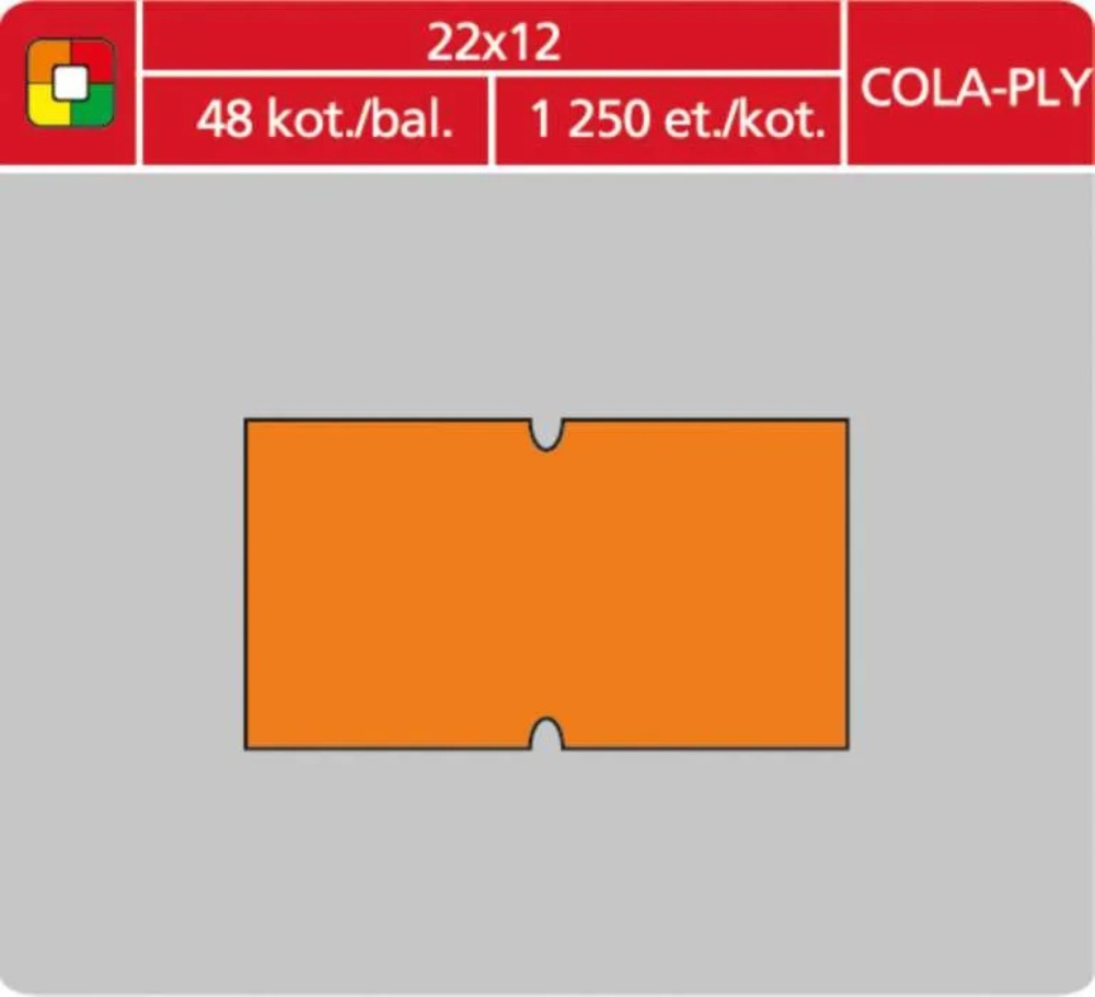 Samolepící etikety Cola-Ply 22x12 oranžové 1250 etiket