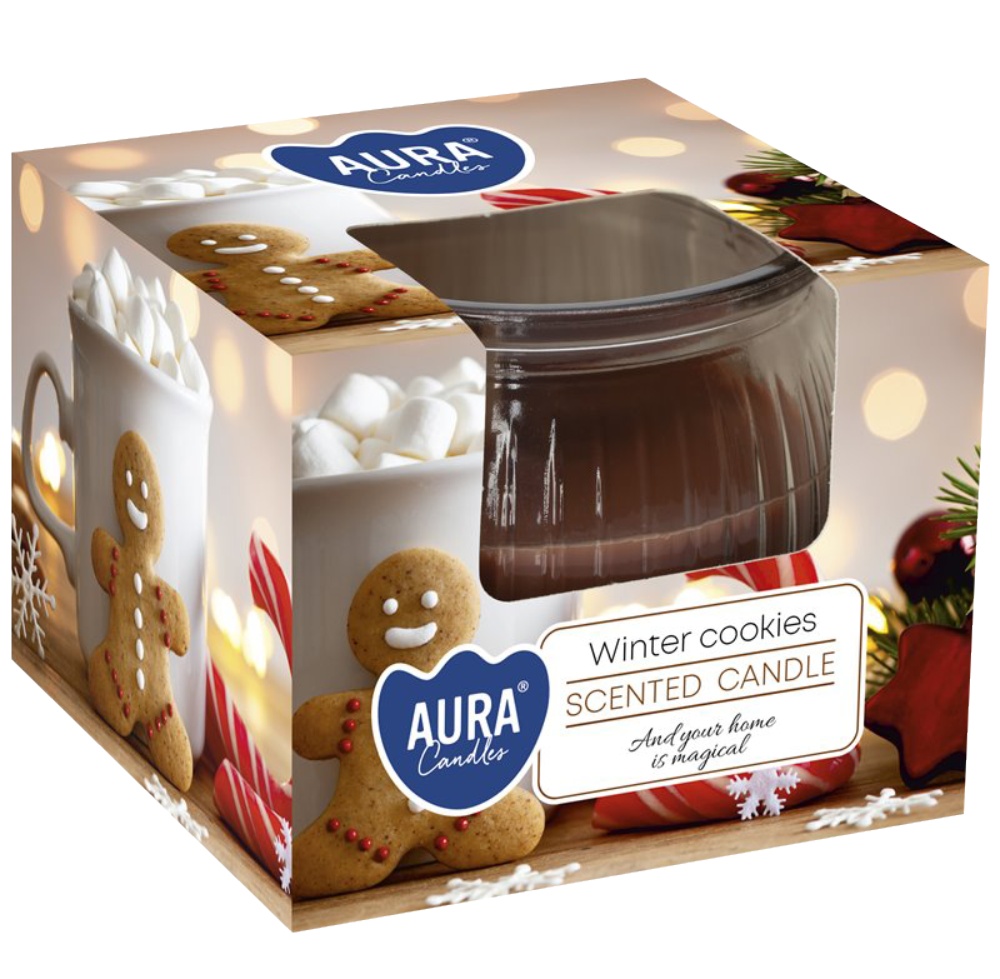 Vánoční svíčka aroma ve skle Zimní sušenky