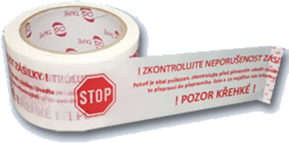 Lepící páska 48/60m bílo-červená text POZOR KŘEHKÉ