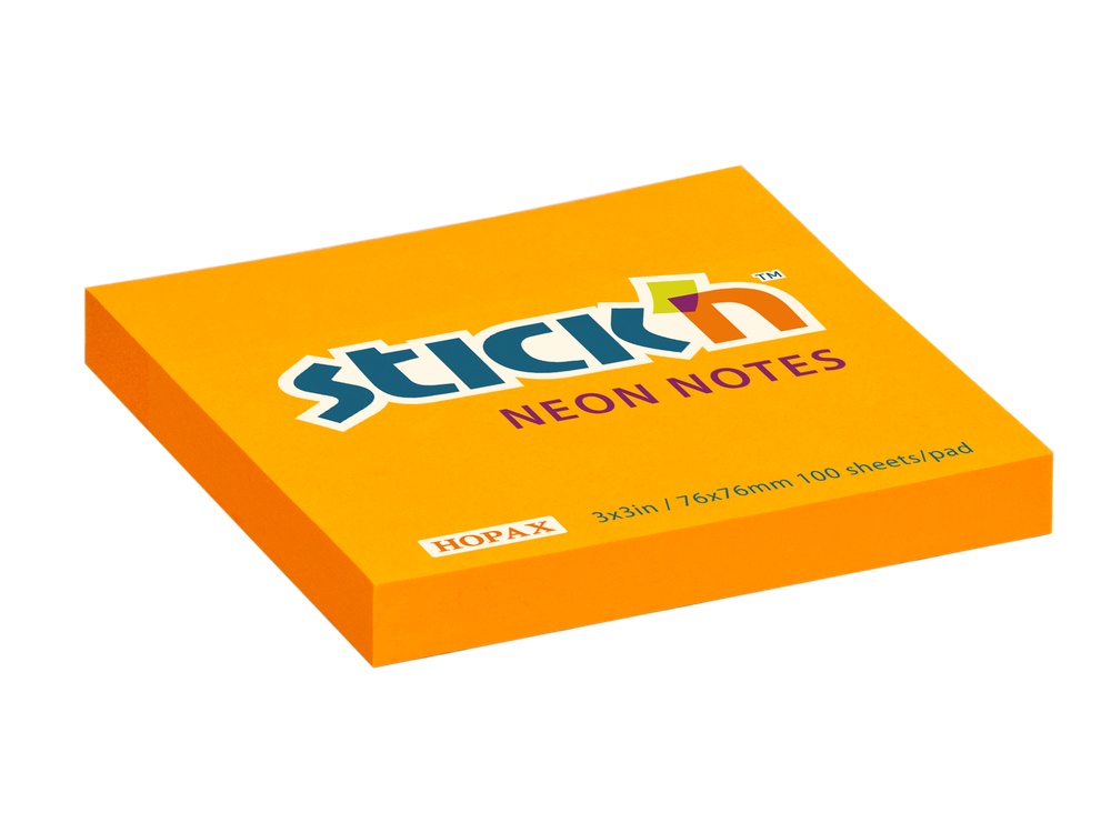 Bloček 76x76 samolepící Neonový oranžový 100l Stick
