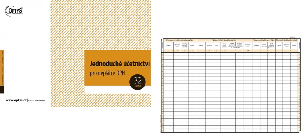 TOpt Daňová evidence pro neplátce 32 listů A4 na šířku 1022