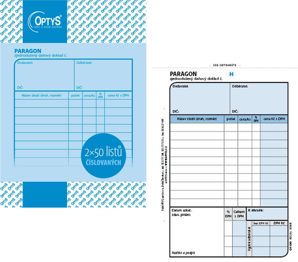 TOpt Paragon daňový doklad 2x50 listů 1041