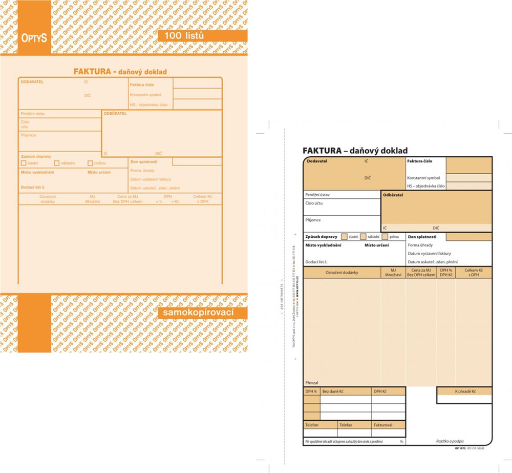 TOpt Faktura A5 propisující 100 listů 1072