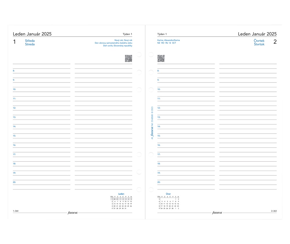 Náhradní vložka A5 denní Filofax
