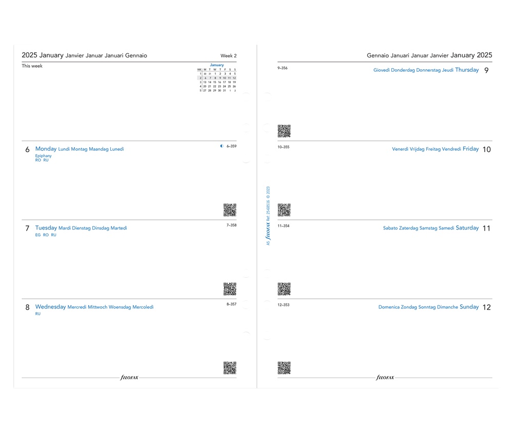 Náhradní vložka A5 týdenní Filofax