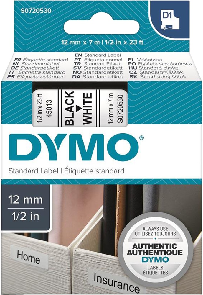 Dymo páska 12mm 45013 Černá/bílou