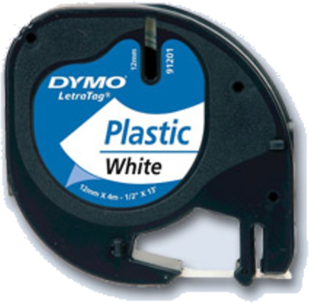 Dymo páska letratag 12mm/4m bílá plast.