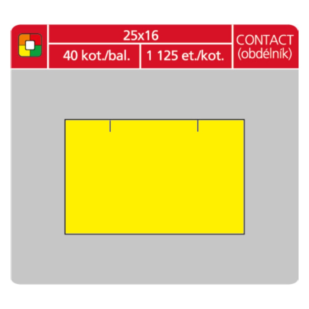 Samolepící etikety Contact 25x16 žluté hranaté 1125 etiket