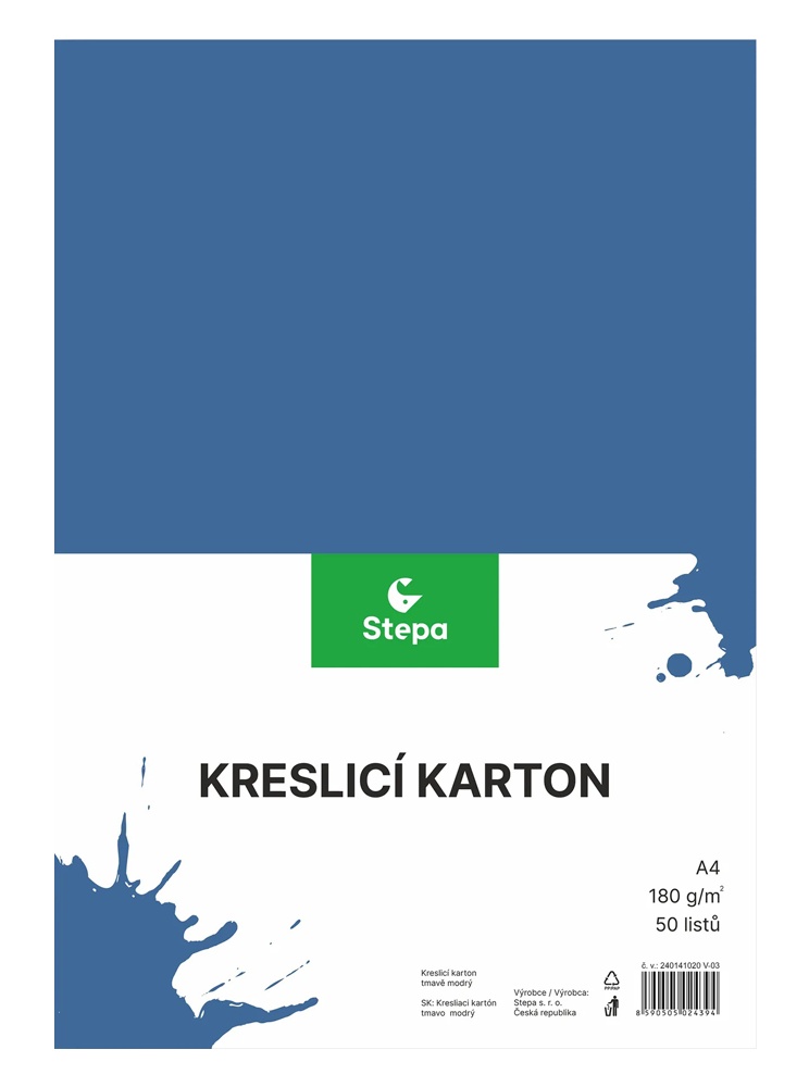 Karton A4 tmavě modrý 180g. 50 listů