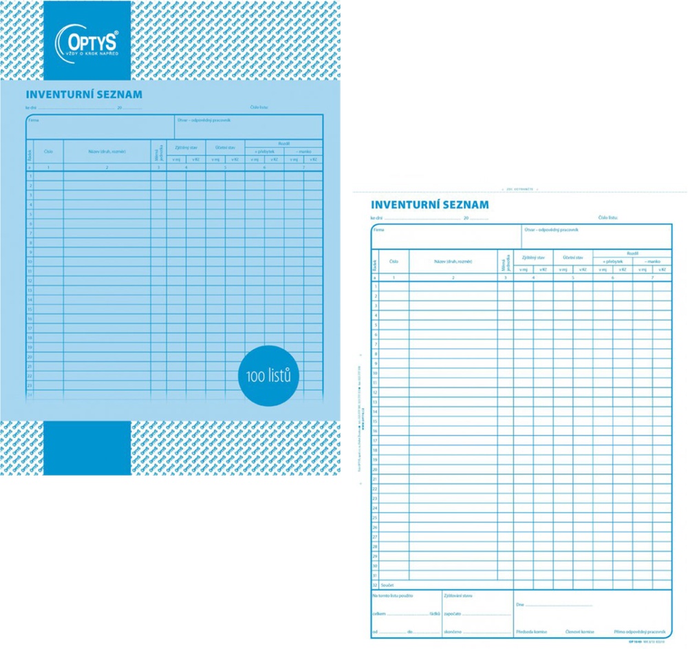 TOpt Inventurní seznam A4 100 listů 1049