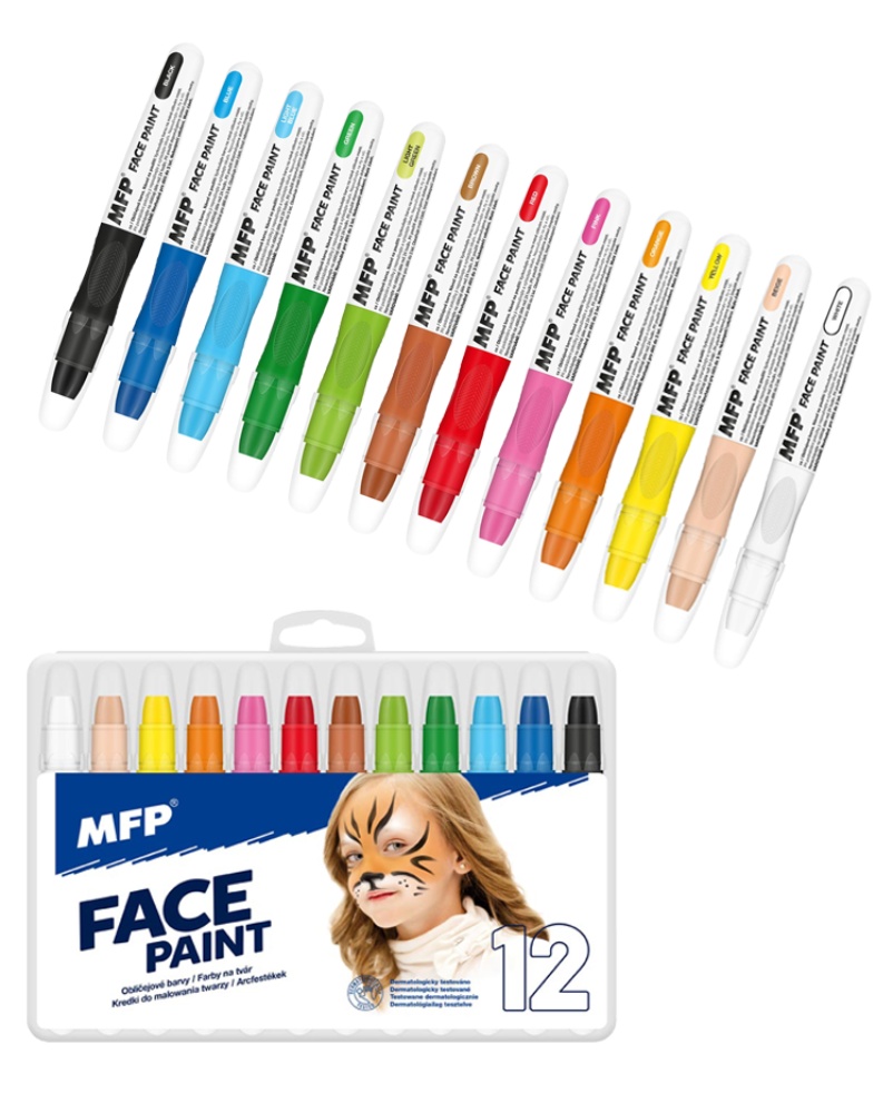 Barvy na obličej 12 barev set MFP