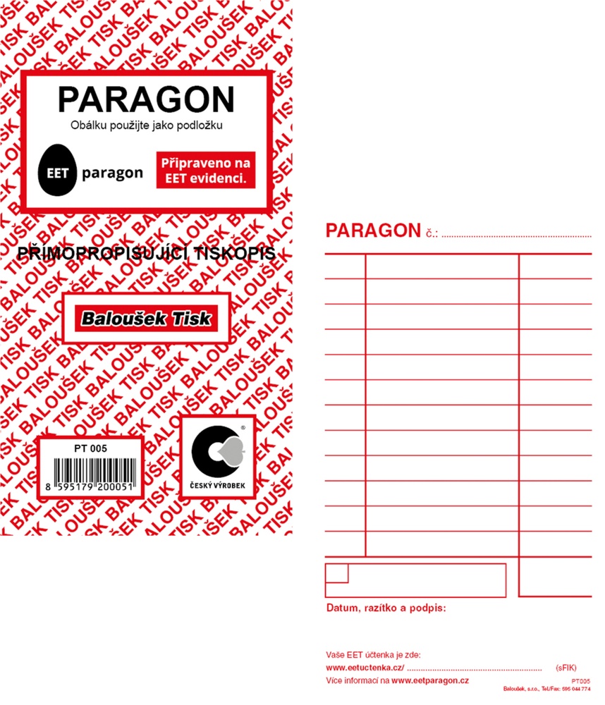 TB Paragon nečíslovaný propisující PT005