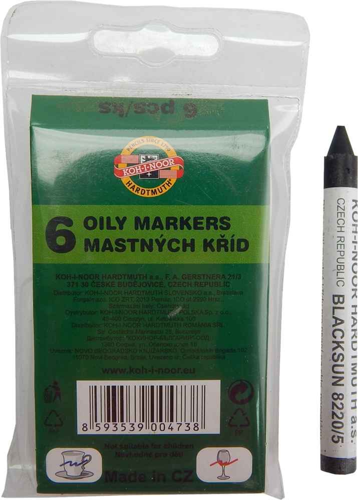 Křída mastná 8220/5 černá 6ks