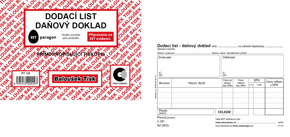 TB Dodací list A6 propisující 50 listů PT130
