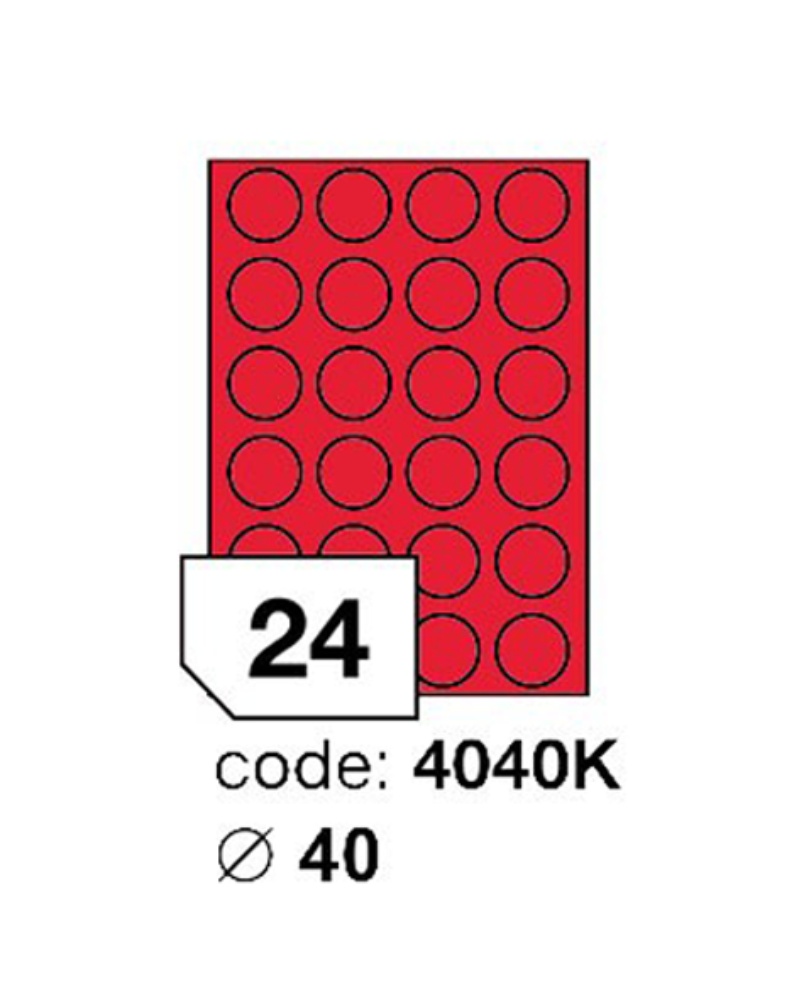 Samolepící etikety Laser kruh 40mm červené 2400 etiket