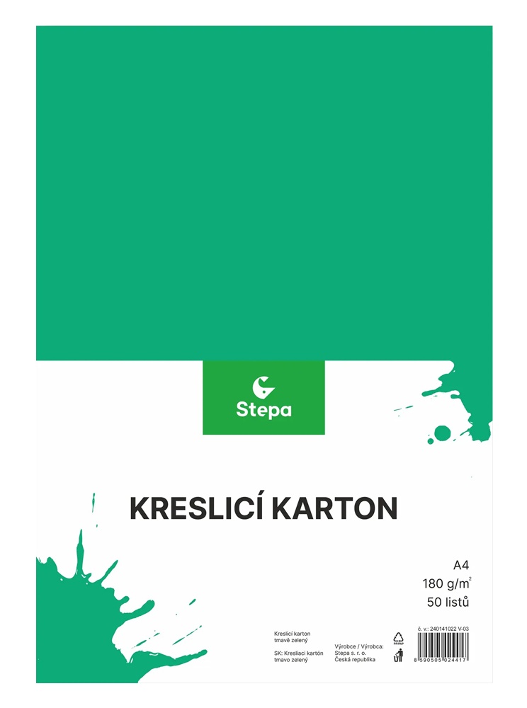 Karton A4 tmavě zelený 180g. 50 listů