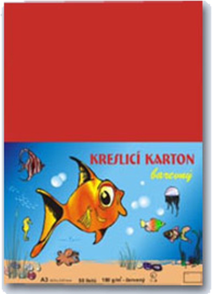 Karton A3 červený 180g. 50 listů