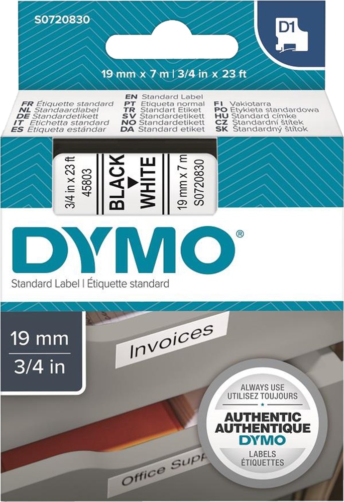 Dymo páska 19mm 45803 Černá/bílou