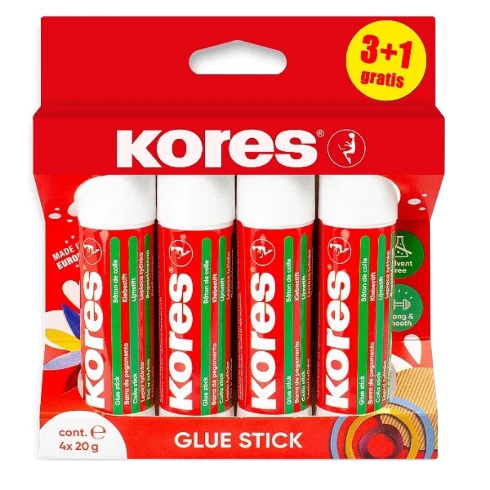 Lepidlo tyčinka Kores 20g 3+1ks zdarma