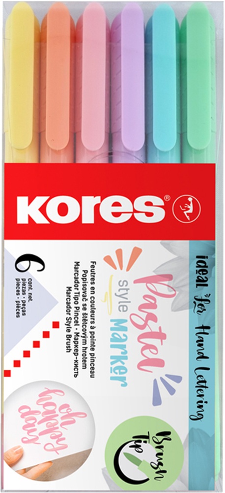 Zvýrazňovač sada Kores Liner Pastel 6ks