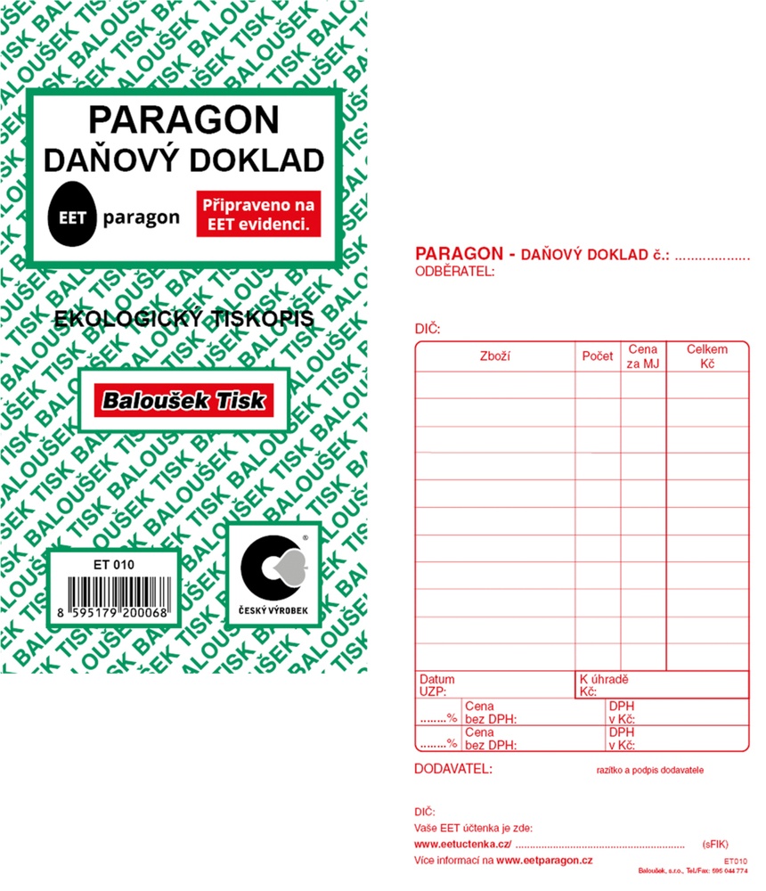 TB Paragon daňový doklad 50 listů ET010