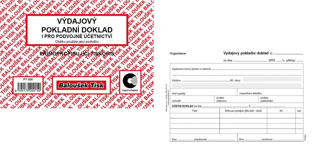 TB Výd.pokl.doklad podvojné účetnicví propisující 50 listů PT050